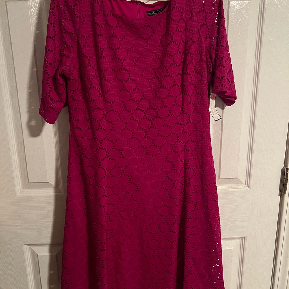 Jessica Howard Fuchsia Lace Midi Dress